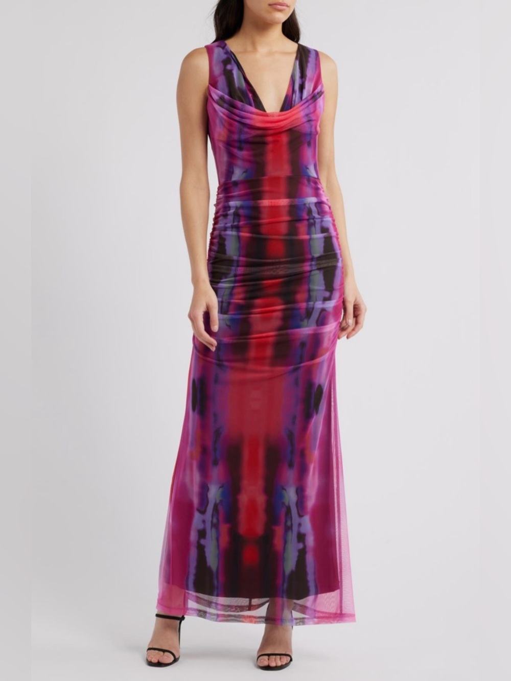 NWT Black Halo Mariposa Mesh Maxi Dress Size 8